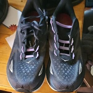 Hoka One One Black and Lavender Athletic Shoes